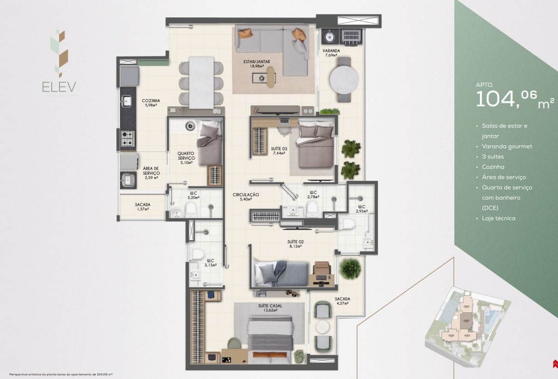 Apartamento a venda 3 quartos | Elev Jardim de Fátima | Fortaleza Ce