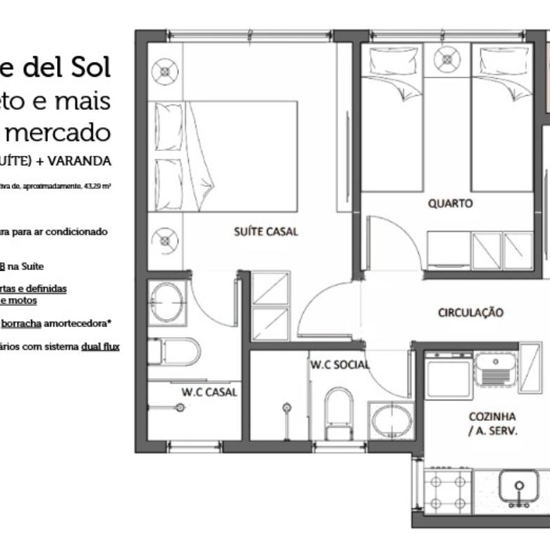 Prime Del Sol | Apartamento com 2 quartos a venda no Parque Del Sol