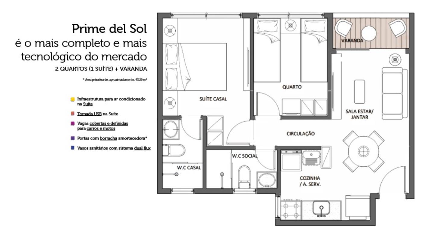 Prime Del Sol | Apartamento com 2 quartos a venda no Parque Del Sol